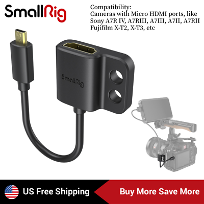 #ad SmallRig Slim 4K HDMI Adapter Cable D to A for Sony A7III Fujifilm X T2 3021 $9.90