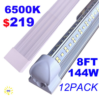 #ad 12PCS 8#x27; Led Tube Light Fixture Super Bright White LED for Garage Shop Warehouse $219.00