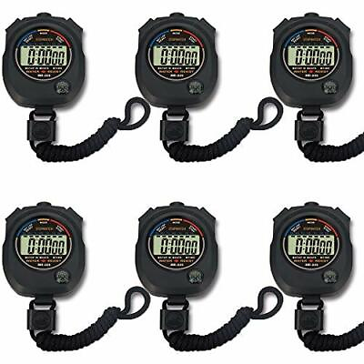 #ad 6 Pack Electronic Digital Sport Stopwatch Timer w Date Time amp; Alarm Big Display $22.52