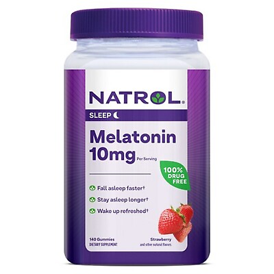 #ad Natrol Melatonin Sleep Aid Gummies Strawberry 10 mg 140 count 02 2025 $17.00