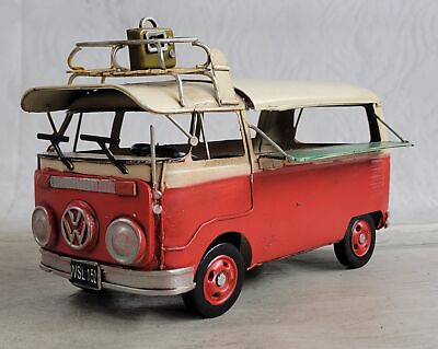 #ad White amp; Red Two Tone Classic Decorative Bus 1 24 Diecast Microbus ART $52.15