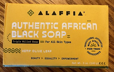 #ad Alaffia Authentic African Black Soap Triple Milled Hemp Olive Leaf 5 Oz $6.99