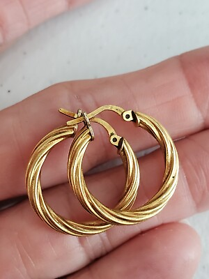 #ad Vintage Detailed 18k 750 Yellow Gold HOOP Style Earrings 3 gr $399.00