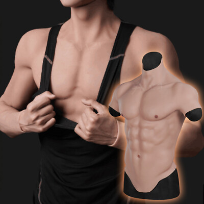 #ad Silicone Muscle Chest Realistic BodySuit Male Fake Breast Plate Costume Cosplay $119.99