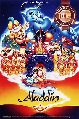 #ad ALADDIN CLASSIC 90s WALT DISNEY CARTOON KIDS MOVIE FILM PRINT PREMIUM POSTER AU $109.95