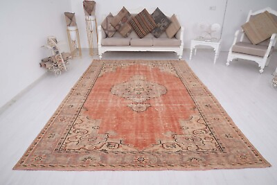 #ad 7x10 Large Vintage Rug Oversize Rug Turkish Rug Wool Carpet Oushak Rug 995 $299.60