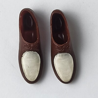 #ad Vintage Barbie Ken 782 Brown Shoes White Tops Squishy Japan Dress Loafers Mattel $14.96