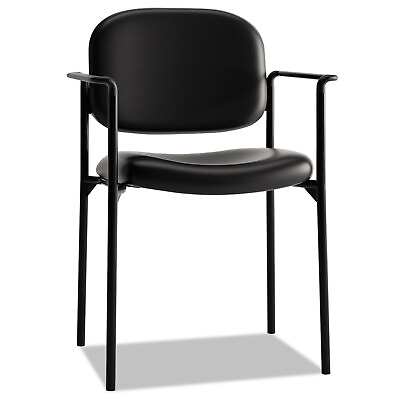 #ad Basyx VL616 Series Stacking Guest Chair with Arms Black Leather VL616SB11 $130.50