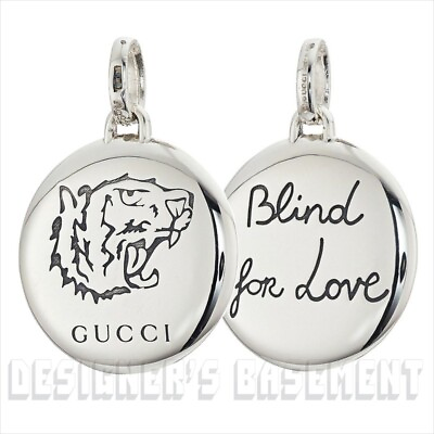 #ad GUCCI Sterling Silver AG 925 TIGER Head BLIND FOR LOVE pendant charm NIB Authent $159.99