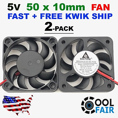 #ad 5V 50mm Cooling Computer Fan 5010 50x50x10mm DC 3D Printer 2 Pin US Ship 2 Pack $10.45