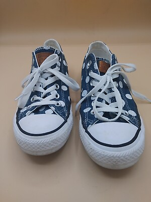 #ad Converse Chuck Taylor Shoes Women#x27;s 7 Blue White Denim Polka Dot Low Sneakers $23.00