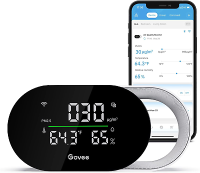 #ad Govee Smart Air Quality Monitor Indoor Meter Detects PM2.5 Temperature and $58.82