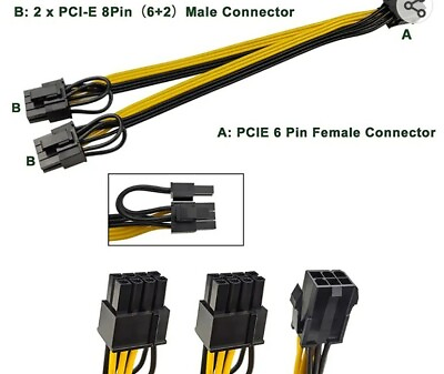 #ad JZYMOD 4PACK PCIe Splitter 6 Adapter 9.4inch 24cm $12.10