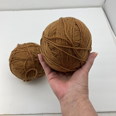 #ad Lot 2 LARGE BALLS of ACRYLIC yarn Camel Beige Brown Total of 13.6oz 386g $19.98