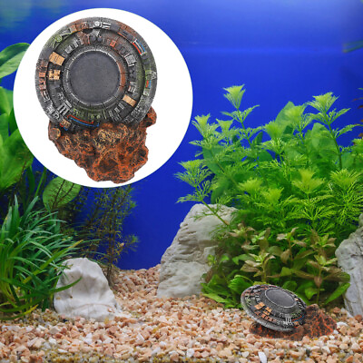 #ad Spaceship Fish Tank Decorations Resin Aquarium Rockery Underwater Decor HC $15.47