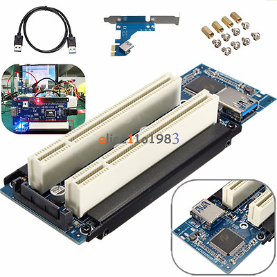 #ad PCI E Express X1 to Dual PCI Riser Extend Adapter Card With USB 3.0 Cable $23.68