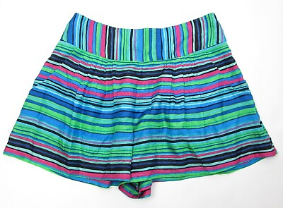 #ad Nanette Lepore Size 6 Multicolored Shorts Stripe High Rise Loose Zip 100% Silk $13.21