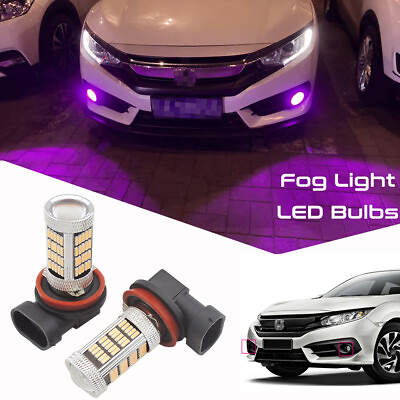 #ad 2 Bright Pink Fog Lights H11 H8 LED Bulbs Fit for Honda Civic 2006 2021 Fog Lamp $12.99