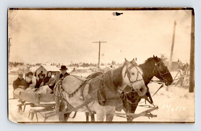 #ad RPPC 1911. WINTER HORSES SLIEGH. POSTCARD V26 $5.99
