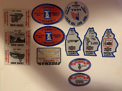 #ad NICE LOT OF 12 DIFFERENT COAL MINING STICKERS $10.99