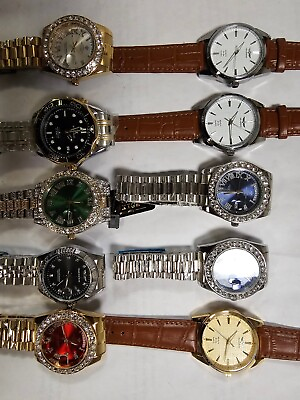 #ad Lot of 10 Mixed New watches Working well 2 Automatic 8 Quartz few need Battery $219.00