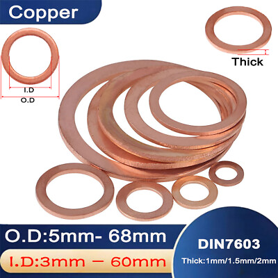 #ad Metric Copper Sealing Washers Rings Flat Gasket Form A DIN 7603 A All Sizes mm $2.89