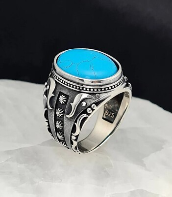 #ad Natural Turquoise Blue Color Oval Cut 925 Sterling silver Gemstone G 119 $61.99
