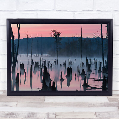 #ad Lake @ Morning #2 Misty Air Fog Foggy Sunrise Reflection Dead Wall Art Print GBP 59.99