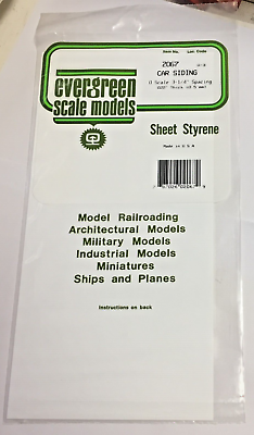 #ad 0 Evergreen 2067 Sheet Car Siding O Scale 3¼quot; Spacing Thickness 0.020quot; NOS $13.85