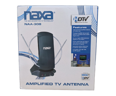 #ad Naxa NAA 308 High Powered Amplified ATSC HDTV FM Indoor TV Antenna NIB $24.99
