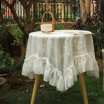 #ad Home Retro Lace Tablecloth Romantic Rural for Round Square Table French Style $45.99
