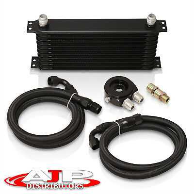 #ad Universal 9 Row JDM Turbo Super Charger N A Engine Oil Cooler Kit Aluminum Black $97.99
