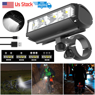 #ad USB Rechargeable LED Bicycle Headlight Bike Head Light Front Lamp Set Cycling US $15.64