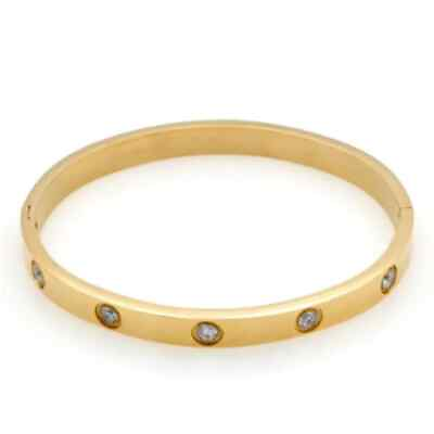 #ad Paris Jewelry 18K Yellow Gold 3 Ct Created CZ Bangle Cuff Bracelet Plated by PJ $16.99