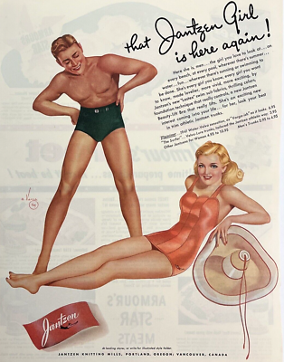 #ad Jantzen that Jantzen Girl is here again 1941 Print Ad Alberto Varga Pin up $14.95