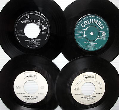 #ad Lot Of 4 SHIRLEY BASSEY 45s #1279 Various label pressings $20.00