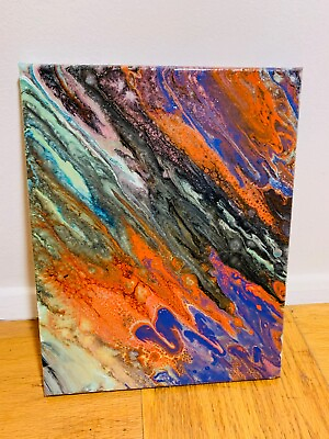 #ad MULTICOLOR Abstract Painting On Canvas quot;Originalquot; Epoxy Resin finish quot;Brightquot; $69.99