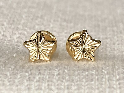 #ad 18k solid real gold earrings: Star earrings • screw back $105.00