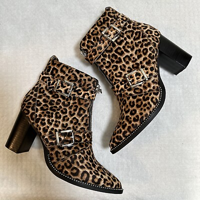 #ad Steve Madden L Leopard Print Fur Boots Woman’s 8.5 Classy Dress up Hall0851 $48.99