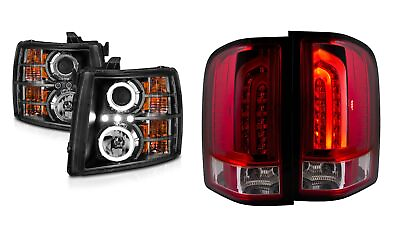 #ad Anzo Pair Black Headlights w LED Halo amp; 2 LED Tail Lights Kit for Silverado 1500 $746.32