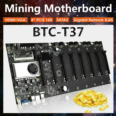 #ad BTC T37 GPU Mining Rig Machine Motherboard With CPU support 8 GPU PCIE slots USA $56.99