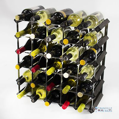 #ad Cranville wine rack storage 30 bottle Black wood and metal assembled GBP 52.53