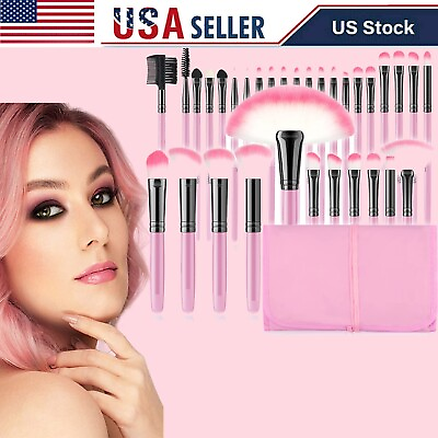 #ad 32pcs Makeup Brush Set Professional Foundation Eyeshadow Cosmetic Brushes Tools $7.99