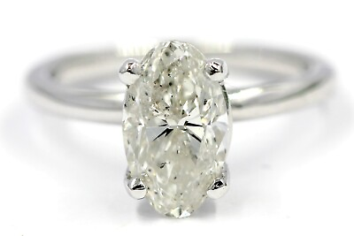 #ad 1.71 CT Natural Oval Diamond Solitaire Engagement Ring 14K White Gold Size 4.5 $2995.00