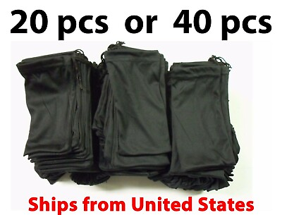 #ad 20 or 40 Black Micro Fiber Sunglasses Carrying Pouch Soft Case Glasses Bag USA $139.00