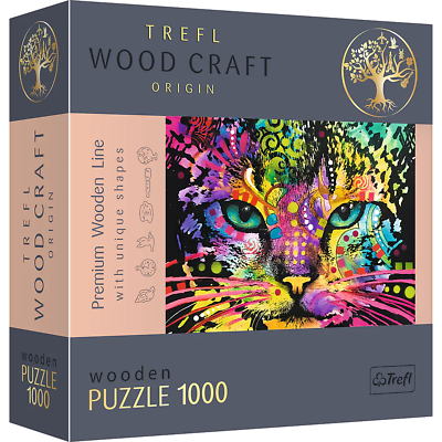 #ad Trefl Wood Craft 1000 Piece Wooden Puzzle Colorful Cat $49.99