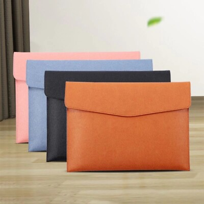 #ad Waterproof Leather A4 File Folder Document Paper Office Organizer Storage Bag $30.07