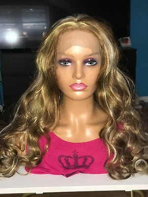 #ad Beautiful Lace Front Wig Light Brown Blonde Mix long 26 inches $166.74