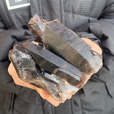 #ad 1.49LB Natural Beautiful Black Quartz Crystal Cluster Mineral Specimen Rare $99.00