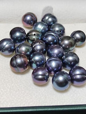 #ad 20pc 9 10mm black AAA baroque pearl Loose Pearl Full Drilled $14.99
